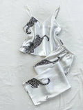 GETADME Comfortable Fashionable 2pcs V Neck Leopard Print Suspender Long Pants Pajama Set