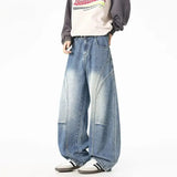 GETADME Men's Loose Casual Jeans Street Style Distressed Washed Straight Leg Pants Retro Vintage Luxury Jean Men Wide Jeans Four Seasons