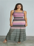 GETADME Patchwork Contrast Knitted Women' Dresses Square Collar Backless Sleeveless Bohemian Long Dress Female  Summer Lady Beach Robes