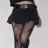 Getadme-Spring Outfits Ins Harajuku Low Waist Mini Pant Skirt with Belt Women Sexy Black Sashes Denim Skirts Female Y2k Punk Grunge Clubwear Mujer New