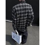 GETADME Starry Shirt men fashion 2025 New long sleeve shirts grid loose  Stage performance costumes high quality Star shirt