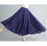 Robe longue en coton et lin Mori Girl, 28 couleurs, taille élastique, coupe trapèze, style ethnique, couleur unie, pour femme.