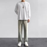 GETADME Spring Autumn Men Baggy Jeans Oversize Straight Loose Casual Denim Trousers Solid Color Streetwear Fashion Y2k Wide Leg Pants