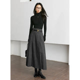 GETADME VIMLY Elegant Simple 37.2% Wool Blended Pleated Skirt Winter High Waist Stereo Heavy Duty Skirt For Women Office Lady Clothes