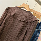 GETADME Blouses for Women Chemise Femme Women's Ruffled Flared Shirts Blusas Femininas Elegantes Tops Vintage Spring Shirt Thin Coat