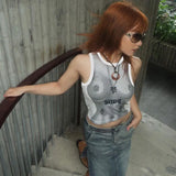 Summer Striped print Personality Sleeveless Y2k Clothes Vintage Sleeveless Tank Top Aesthetic Harajuku Streetwear Slim