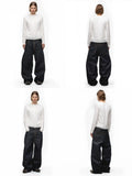 GETADME Japanese Raw Denim Loose Fit Jeans Classic Unwashed Cotton Workwear Baggy Trousers for Men