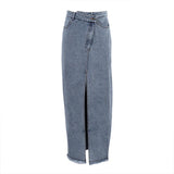 GETADME Irregular Split High Waist Vintage Denim Button Autumn Long Skirts Slimming Mujer All-match Casual Skirt Streetwear Winter 2025