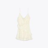 GETADME Fashion Sequined Short Dress For Women Cowl-neck Sleeveless Ruffle Hem Mini Dresses 2025 Summer Elegant Female Party Vestidos