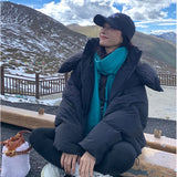 Getadme-Yellow Down Jacket Women Coat Black Hooded Fashion American Streetwear Y2K Style Duck Down Feather Female Winter Short Outwear