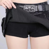 Getadme-Spring Outfits Ins Harajuku Low Waist Mini Pant Skirt with Belt Women Sexy Black Sashes Denim Skirts Female Y2k Punk Grunge Clubwear Mujer New