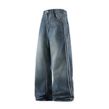 GETADME Man Pants Jeans Baggy Jeans Loose Fit Straight Leg High Street Casual Trousers For Men Spring Autumn Trendy Wide Leg