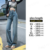 GETADME OUSSYU Woman Jeans High Waist Straight Wide Leg Cotton Denim Clothing Blue Streetwear Vintage Fashion Harajuku Women Trousers