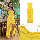 GETADME Suninheart Irregular Mesh Party Dresses 2025 New Arrivals Spaghetti Strap Bodycon Dress Fashion Ruched Long Dress Women