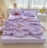 GETADME Thin Cool Breathable Summer Blanket Skin-friendly Lightweight Quilt Well-vetilated Single Double Seersucker Comforter Duvet Set