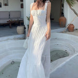 GETADME Temperament Sexy Backless Maxi Dress Hollow Out Mesh Ruched Halter Long Dresses Elegant Women Summer For 2025 Vestidos