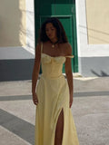 GETADME Suninheart Full Lining Elegant Lace Up Holiday Party Dresses Midi Sexy Spaghetti Strap Split Dress White Summer Dress Women 2025