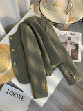 Getadme-Spring Autumn Women's Suit New Single Breasted Small Fragrance Green Suit Jacket Lady Blazer All-match Casual Coat Tops
