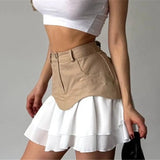 GETADME Women Fashion Ruffled Cake Dress High Waist A Line Petchwork Mini Skirt 2025 Spring Summer New In Y2K Skirts Lady Street Party