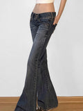 GETADME Vintage y2k Flared Jeans Retro Button-up Low Rise Casual Denim Pants Harajuku 2000s Trousers Basic Aesthetic Mom Jeans