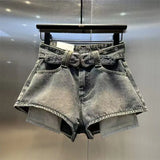 GETADME Retro Brown Shorts with A Cut Waistband High Waist Personalized Fashion Wide Leg Hot Pants Shorts Women