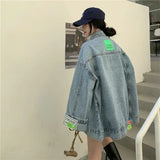GETADME High Street Fashion Oversized Denim Jacket Women Korean Loose Long Sleeve Button Down Jean Jackets Female 2025 New