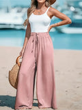 GETADME 2025 Cross border Women's Four Seasons Wide Leg Loose Drawstring Casual Fashion Pants
