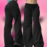 GETADME 2000s American retro letter print casual trousers versatile hot girl style high street Harajuku style women's casual trousers