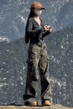 GETADME Y2k Clothes Jeans For Woman High Waist Flare Trousers Camouflage Cargo Wide Leg Straight Winter New Pants Slim Fit Fashion