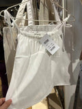 Vintage Lace-up Folds Mesh Tank Tops Women Summer White Sexy Sleeveless Slim Camisole Vests Summer Solid Sweet Crop Top Y2k