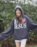 Getadme European and American Street Fashion Brand Clothing Letter Love Print Oversized Hoodie Women Y2k Fashion Pullover Sweatshirt Men