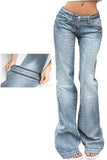 GETADME Women Vintage y2k Flared Jeans Retro Button-up Low Rise Casual Denim Pants Harajuku 2000s Aesthetic Trousers Basic Jeans
