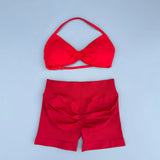 GETADME 2 Piece Sports Gym Set Strappy Bra Yoga Underwear Short Sport Leggings Bicycle Running Sportswear Woman Seamless Yoga Set