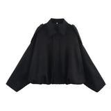 GETADME Women's 2025 new Jackets Autumn Fashion Loose Bat Sleeves Elegant Women's Jackets Chic Street Youth Autumn Long Sleeves Coats