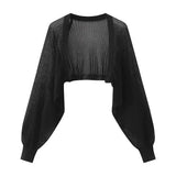 GETADME French Ice Silk Knitted Sun-Proof Cardigan Top Women's Summer Thin Jacket Waistcoat Suspender Skirt Shawl Outer Match Blouse