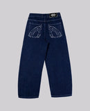 GETADME 90s Retro Street Embroidery Jeans Male  R&B Solid Color Loose Straight Pants Female Y2K Harajuku Hip Hop  Punk Style  Men Jeans