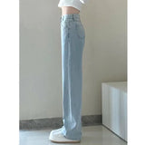 GETADME Autumn Spring Jeans Women Denim Pants Vintage Straight Trousers Fashion Female White Black Solid Loose Casual Wide Leg Pants