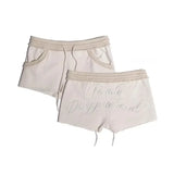 GETADME Women's embroidered sports shorts soft and slender waist casual summer design stylish wide-leg pants