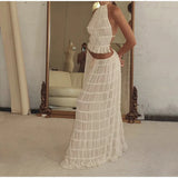GETADME Imcute Women 2 Piece Maxi Skirt Set Y2k Lace Up Back Tank Top Flowy Ruffle Long Skirt Outfits Summer Going Out Beach Sundress