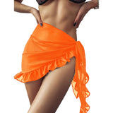 GETADME Mini Ruffle Skirts Women Cover Up Dress Beach Wrap Short Sarongs Bikini Candy Color Bathing Skirt Women Swimsuit Beachwear