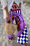 GETADME Ladies Beach Pants High Quality Pure Cotton Fabric Blue Fish Graphic Printing Chic Trend Fashion New Loose Wide Leg Trousers