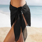 GETADME 여성 짧은 사롱 수영복 커버업 비치 비키니 랩 시스루 짧은 치마 쉬폰 스카프 수영복 커버업