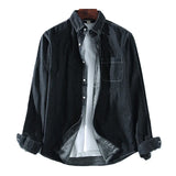GETADME Men's Casual Denim Shirt Fashion New Simple Casual Cotton Slim Jean Long Sleeve Shirt Male Brand Clothes Top Blue