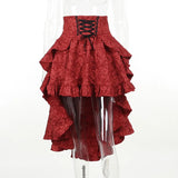 GETADME 2025 New Retro Gothic High Waist Swallowtail Skirt Women's Steampunk Vintage Lace Up Asymmetrical High Low Skirts Outfits Party
