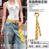 GETADME Long Skinny Plaid Waist Belt With Jeans Necktie Scarf Decorative Accessory Personality Trendy Hairband Fashionable Accessory