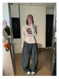 GETADME Y2K Vintage Wash Women Cargo Jeans Harajuku Scimitar Wide Leg American Retro Denim Pants Baggy Trousers Gyaru Streetwear