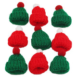 GETADME (10 Pieces/pack) 4x6cm Mini Christmas Knitted Hat Plush Yarn Finger Hat Christmas Decoration Holiday Handmade DIY Pendant