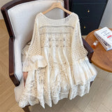 GETADME Vintage Knit  Elegant Chic Slim Pleated Dress French Evening High Street Plus Size Clothing bohemian dress