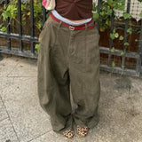 GETADME Y2K Women Streetwear Vintage Cargo Harajuku Parachute Jeans Wide Leg Gyaru American Retro Denim Pants 2000s Trousers Clothes