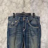Getadme - Jean True Religion taille basse Y2K Super T évasé, style années 90, jean streetwear Harajuku taille haute, jambes droites et larges